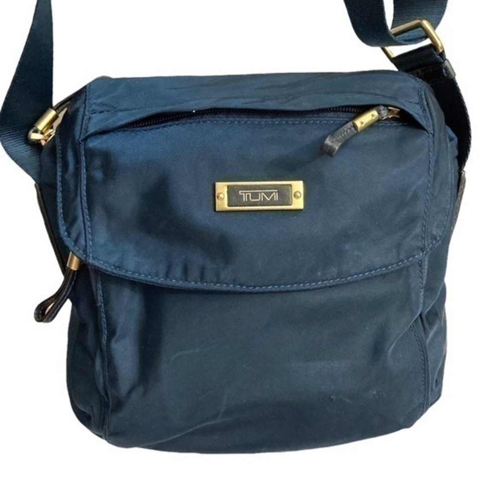 Tumi blue nylon crossbody messenger bag